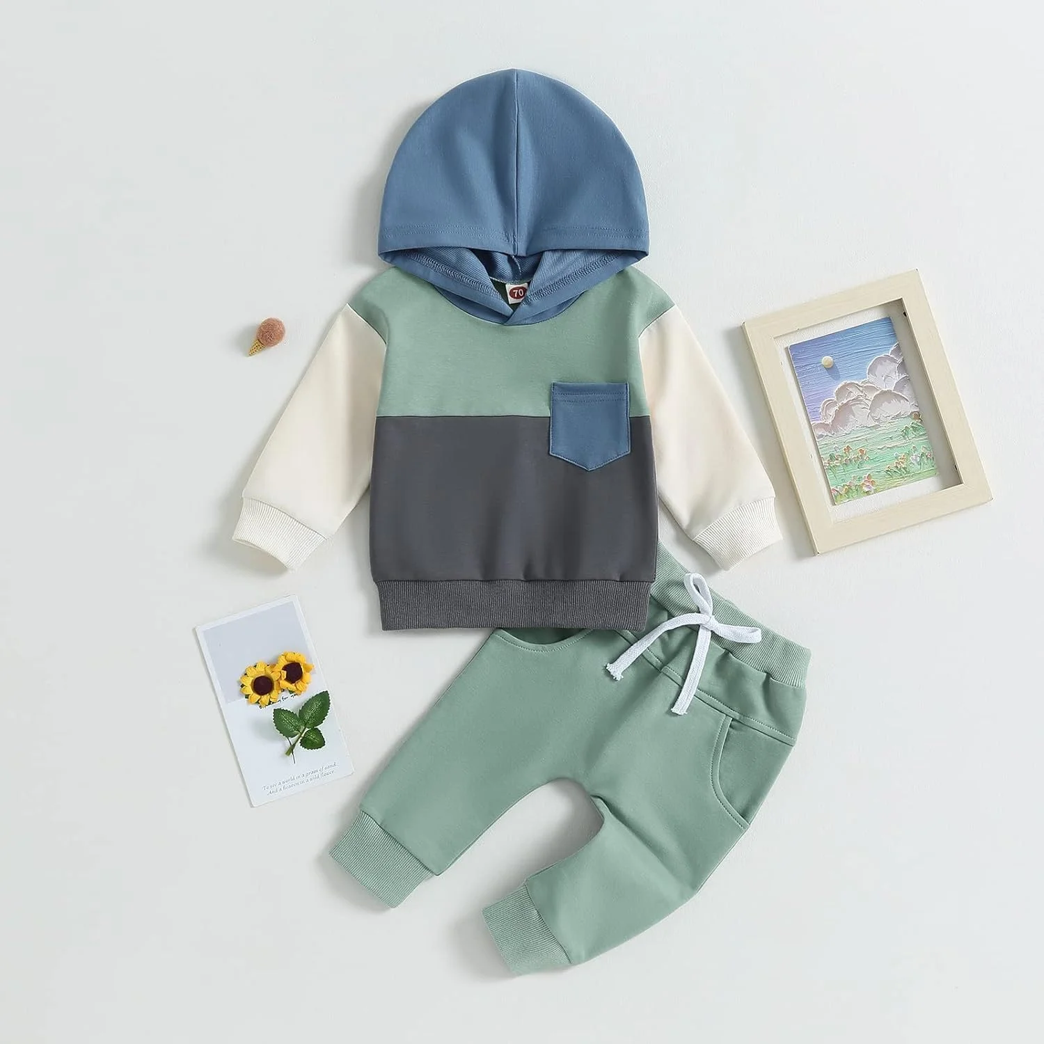 ست بلوز آستین بلند و شلوار نوزادی - بلوز چهار رنگ و شلوار ساده برای استفاده روزمره