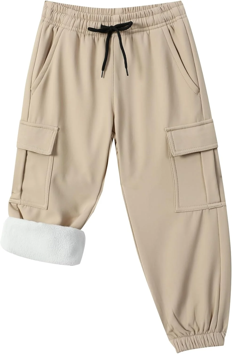 شلوار گرم اسکی بچگانه، شلوار ضدآب کوهنوردی کارگو مناسب پسران و دختران، شلوار گرمکن زمستانی پشمی بچگانه