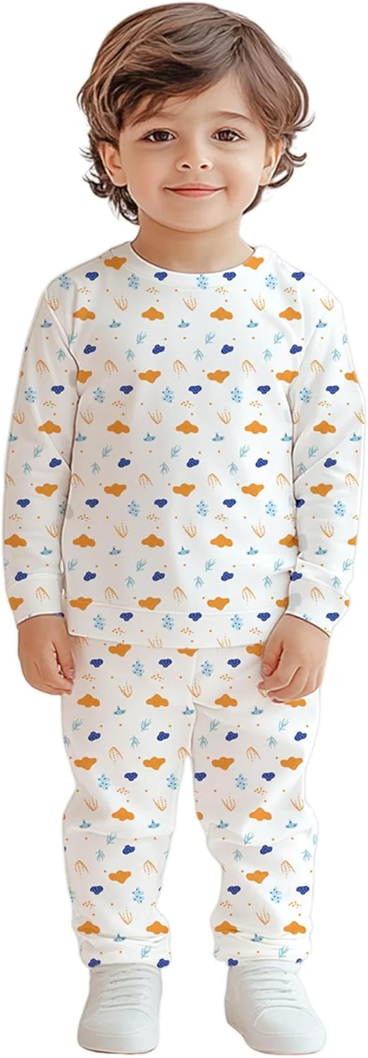 ست لباس هماهنگ چند طرح چاپی دخترانه Luay® از پنبه بامبو 100% | لباس های فوق العاده نرم، شیک و باکلاس | تی شرت آستین بلند و شلوار راحت