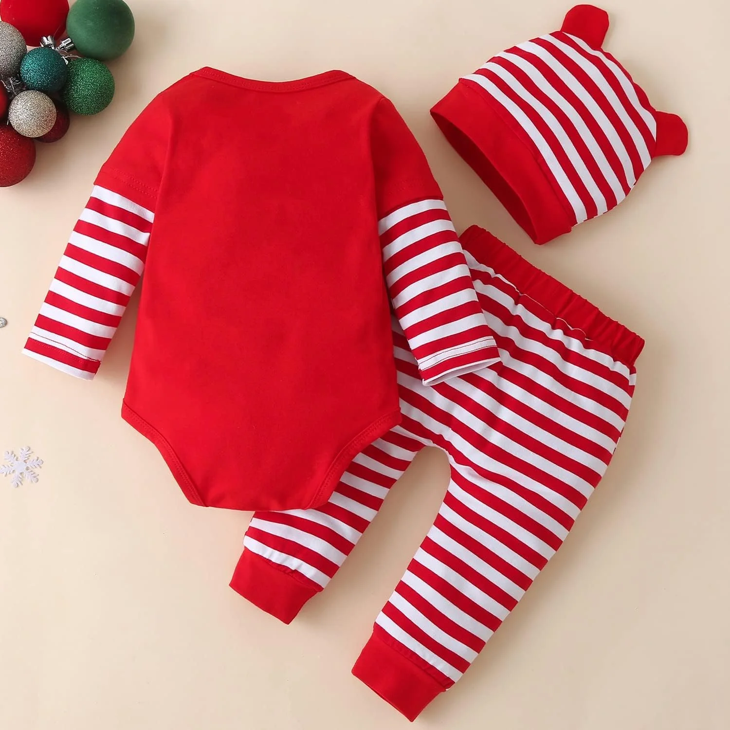 ست لباس سه تکه اولین کریسمس کودکانه هایلند - شامل بلوز، شلوار و کلاه - مناسب نوزاد - 12 ماه
