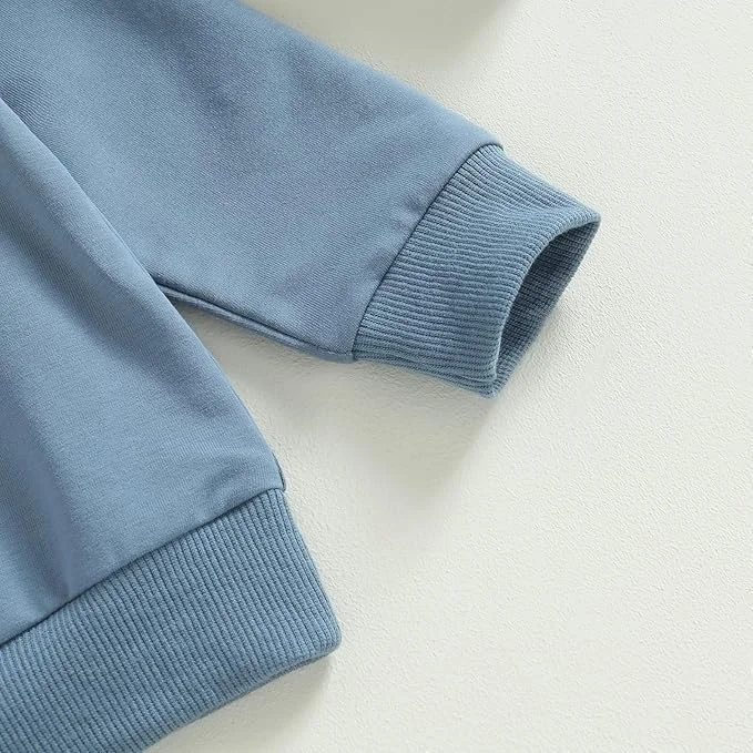 ست بلوز آستین بلند یقه گرد و شلوار نوزادی - رنگ ثابت بدون طرح برای استفاده روزمره