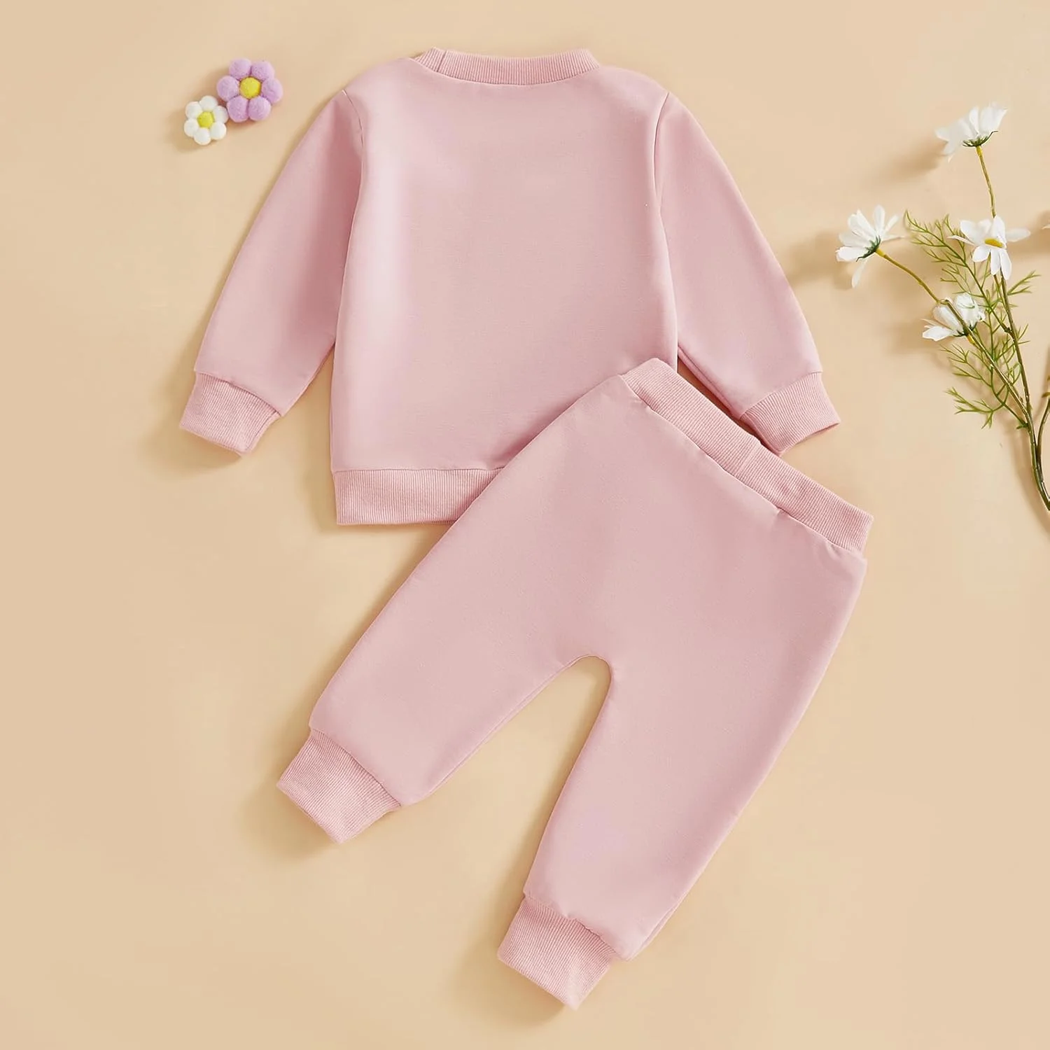 لباس بچه گانه دخترانه، بلوز آستین بلند با طرح گل سه بعدی، مناسب پاییز و زمستان، ست بلوز و شلوار