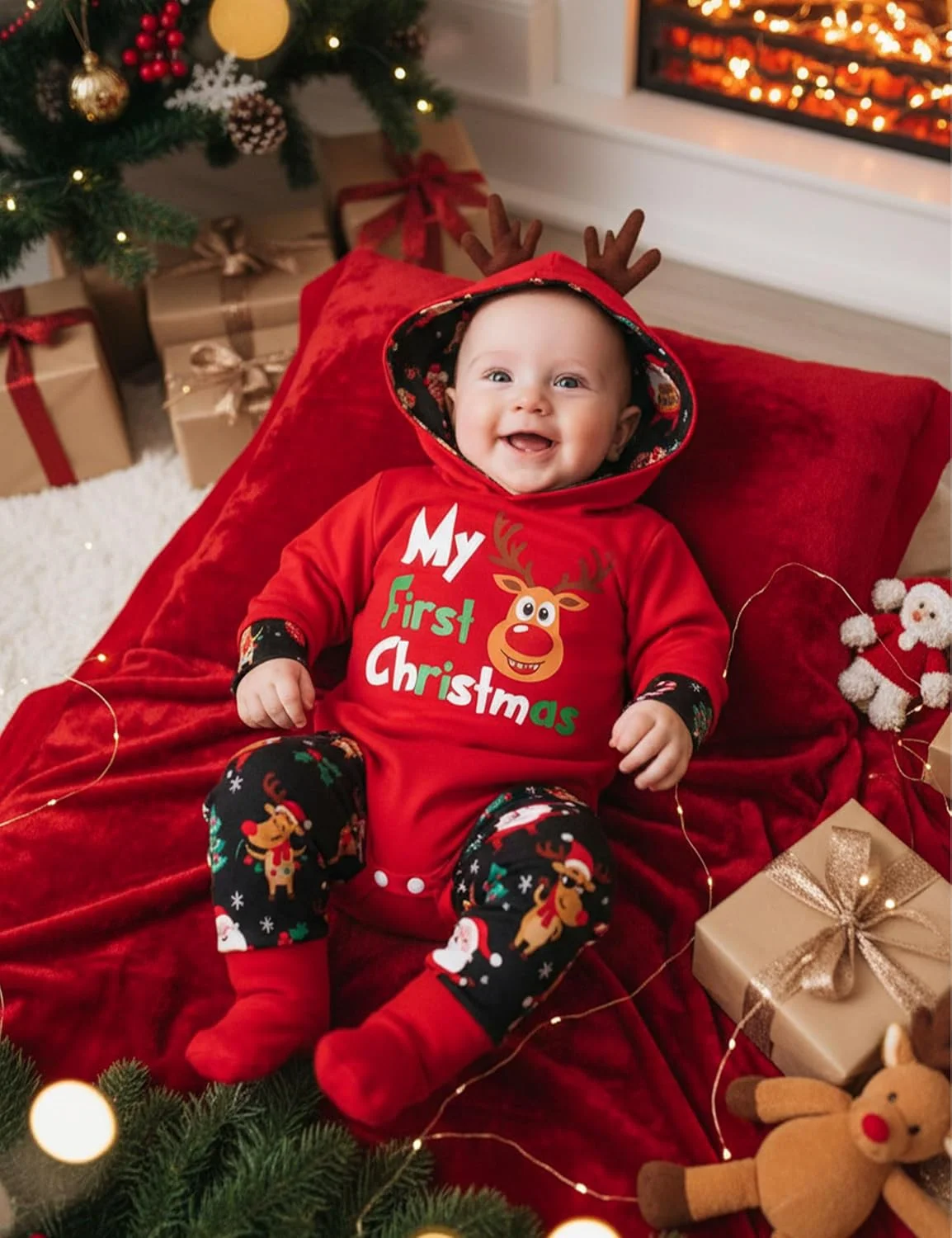 ست لباس پسرانه شامل تیشرت آستین بلند و شلوار