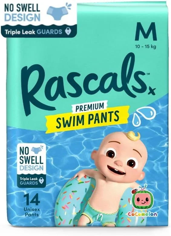 شورت پوشکی شنای کودک طرح کوکوملون - محافظت پیشرفته در برابر نشت برای شناگران کوچک - کمر کشسان فوق العاده سایز 4 (10-15 کیلوگرم) - بسته 14 عددی