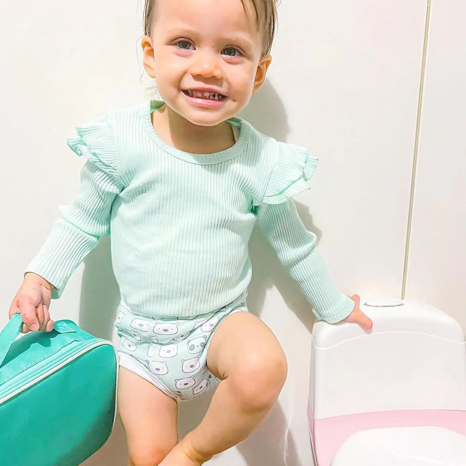 لباس زیر آموزشی دخترانه BIG ELEPHANT برای کودکان نوپا، شلوار تمرینی نخی نرم و جاذب