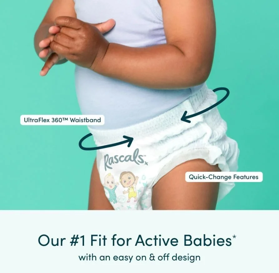 شورت آموزشی کودک راسکلز طرح کوکوملون - طراحی آسان پوشیدنی - نرم و راحت سایز 7 - کمر الاستیک 360 درجه - بسته بزرگ (38 عددی)