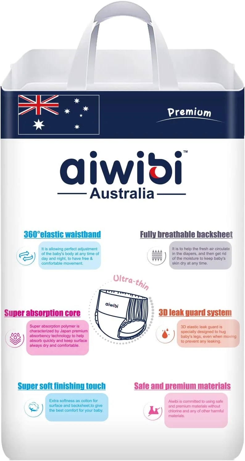 شورت پوشک بچه فوق العاده نازک و با کیفیت Aiwibi، فوق العاده نرم و نازک، شورت ضد حساسیت مراقبت سلطنتی، جذب فوق العاده، کمر کشسان 360 درجه (XX-بزرگ، 20 عدد)