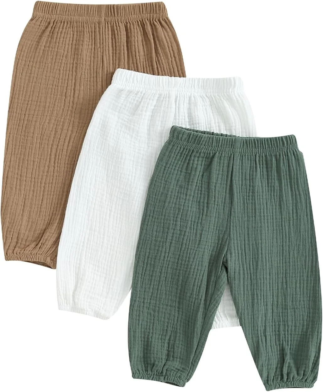 ست سه تایی شلوارک بچگانه، مناسب پسر و دختر، رنگ ثابت، کمر کشی، شلوارک های غیر رسمی مناسب بهار، تابستان و پاییز