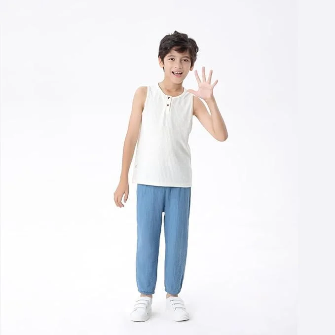 GFQLONG شلوار نخی و کتان بچه گانه دخترانه، بسته 3 عددی، کمر کشی، مدل Harem Bloomers، مناسب بهار، تابستان و پاییز