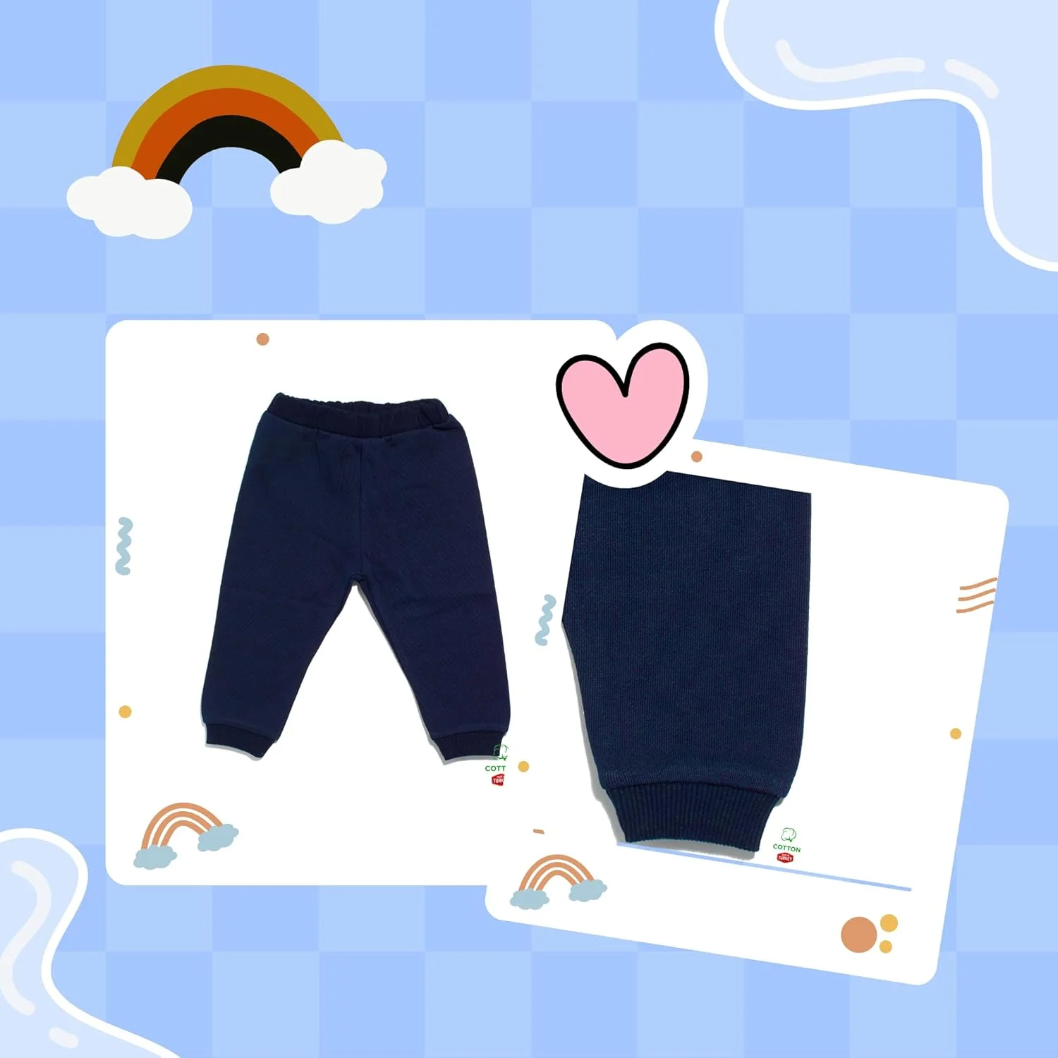 شلوار نخی 100% بچگانه، شلوار کودکانه، بسته 2 عددی شلوار راحتی، لباس نرم و راحت برای نوزادان دختر و پسر