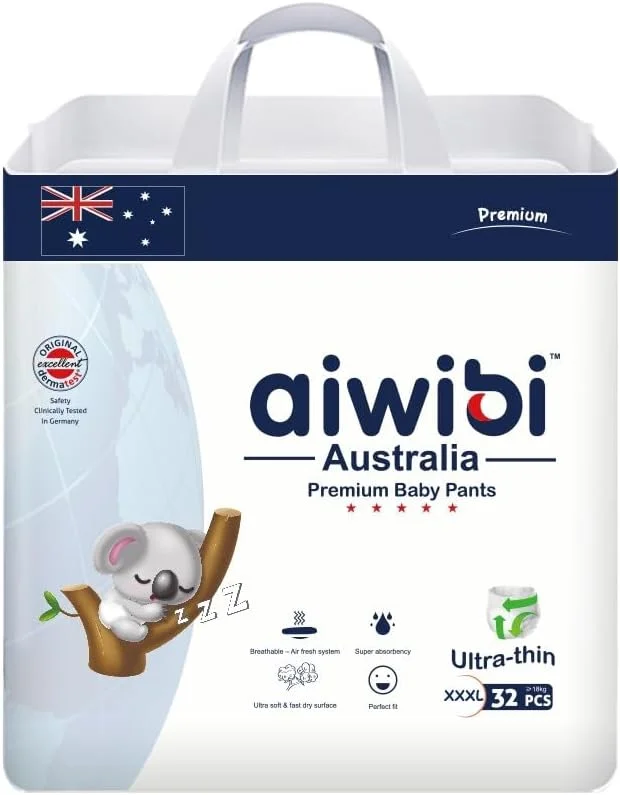 شورت پوشک بچه ایویبی فوق العاده نازک، فوق العاده نرم و نازک، ضد حساسیت، مراقبت سلطنتی، جذب فوق العاده، کمر کشسان 360 درجه (خیلی خیلی بزرگ، 32 عدد)