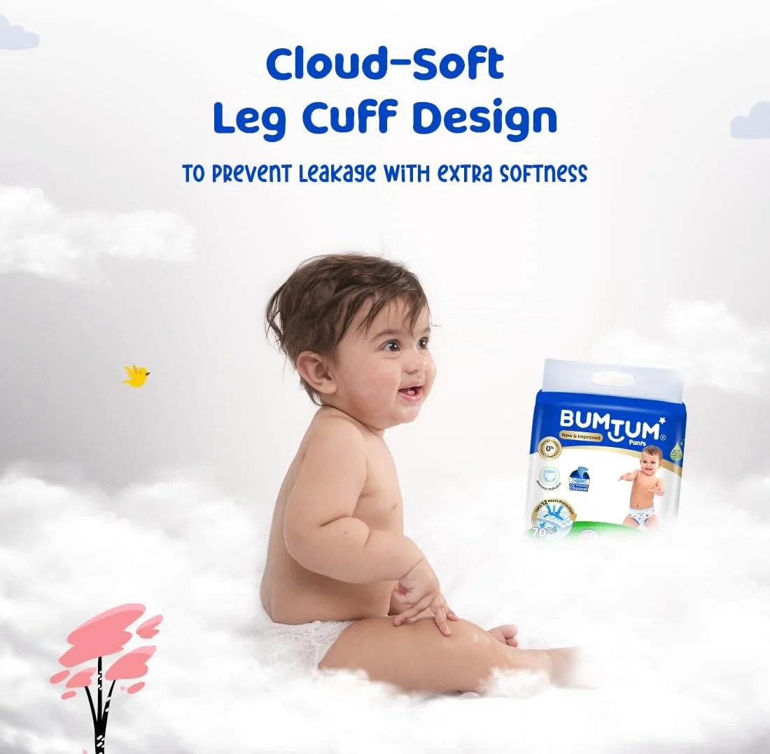 شورت پوشکی بچه بام‌توم، سایز XXXL (سایز 7)، 18-35 کیلوگرم، محافظت دو لایه در برابر نشتی، حاوی آلوئه ورا، نرمی پنبه‌ای با فناوری جذب بالا، 48 عدد