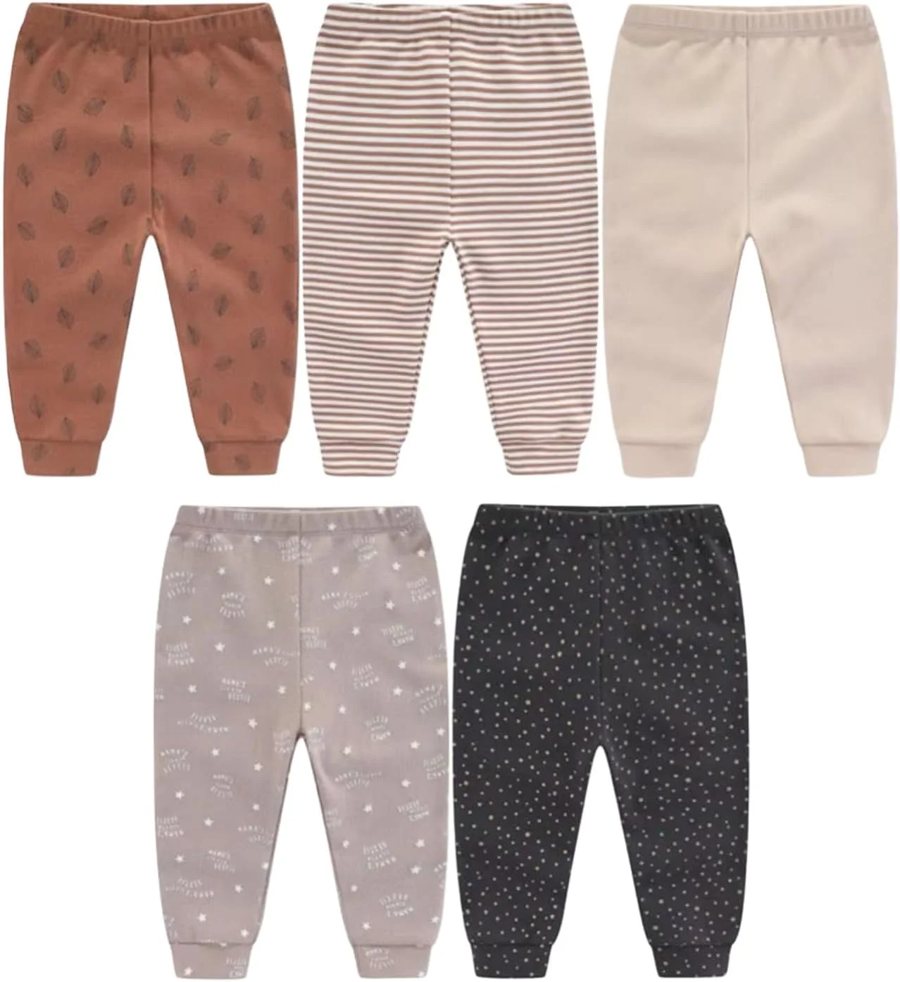 ۵ عدد شلوار بلند نخی نرم با کمر کشی مناسب نوزادان و کودکان ۰ تا ۲۴ ماه