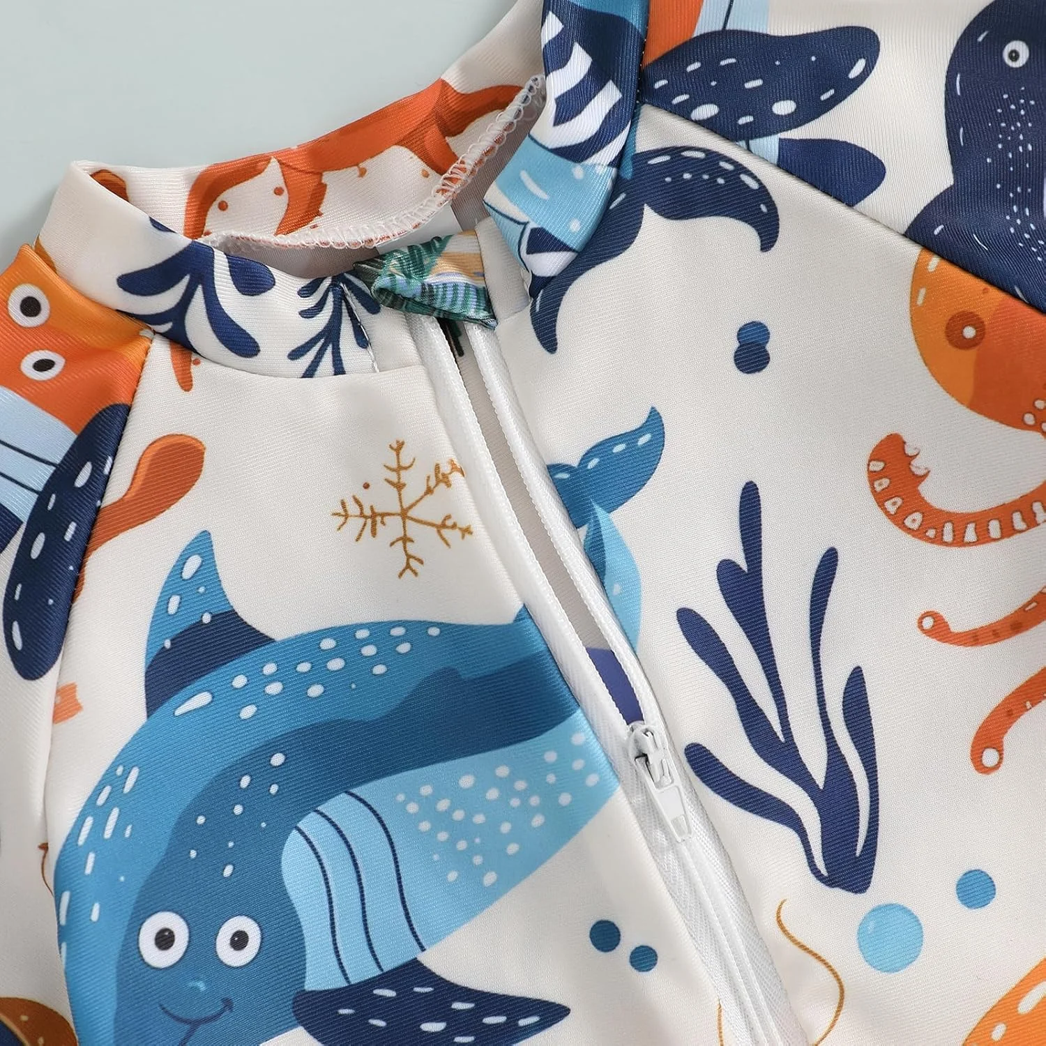 مایو یک تکه آستین کوتاه طرح کوسه پسرانه و دخترانه زیپ دار مناسب شنا و ساحل