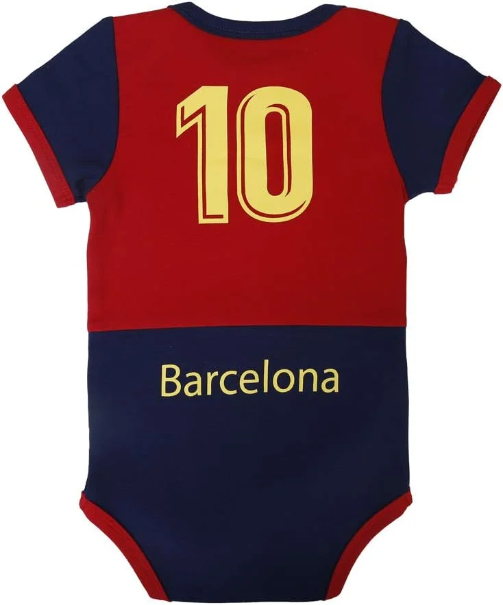 لباس سرهمی نوزادی بارسلونا پسرانه دخترانه آستین کوتاه و بلند | لباس نوزاد تیم فوتبال