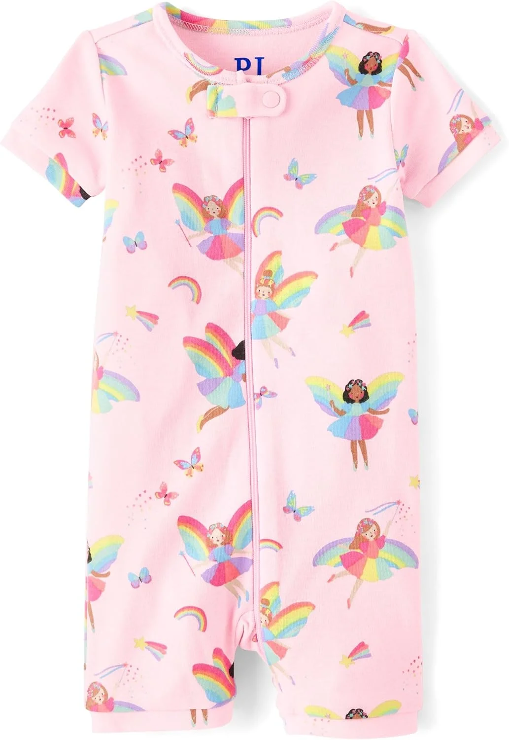 لباس خواب یک تکه زیپ دار آستین کوتاه نخی 100% The Children's Place مناسب نوزادان و کودکان نوپا (بسته 1 عددی)