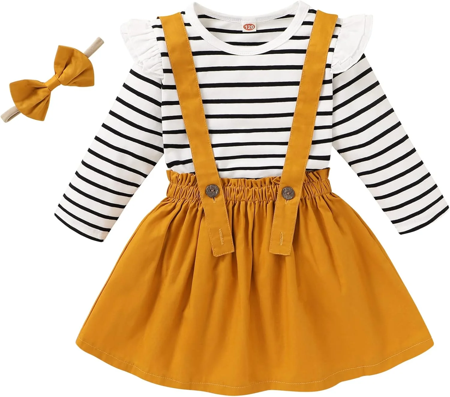 ست لباس 3 تکه دخترانه شامل رامپر، بلوز و دامن گلدار