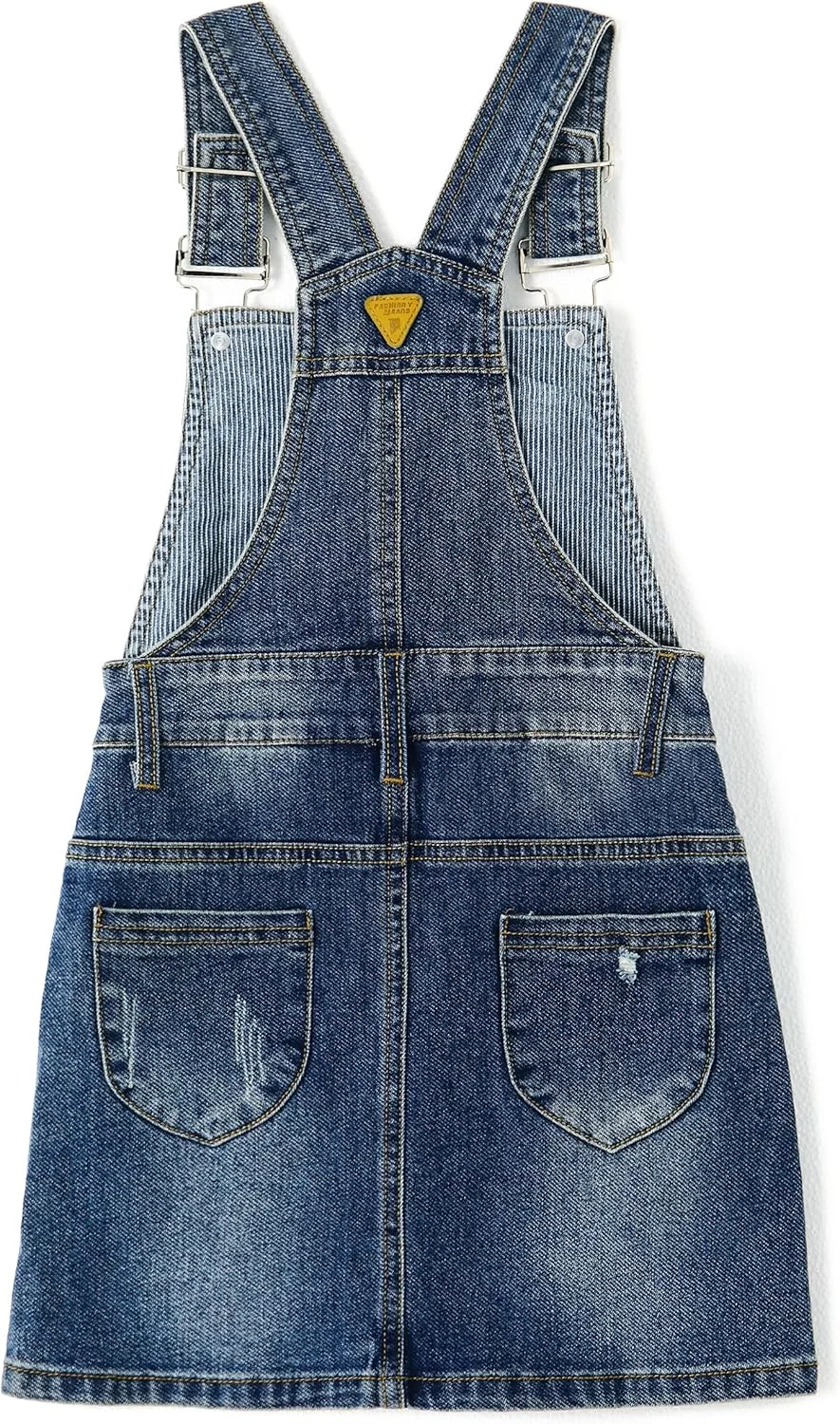 دامن جین دخترانه KIDSCOOL SPACE، لباس سرهمی جین نرم و کشی پاره برای دختران کوچک و بزرگ