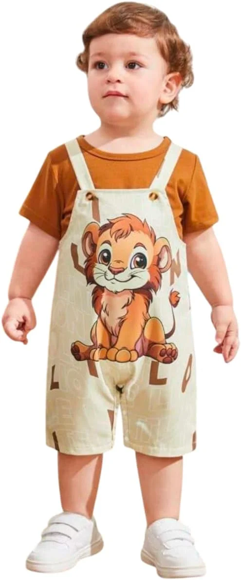 لباس سرهمی بچگانه - ست لباس نخی طرح دار برای نوزادان پسر و دختر، ست لباس آستین کوتاه غیر رسمی برای کودکان