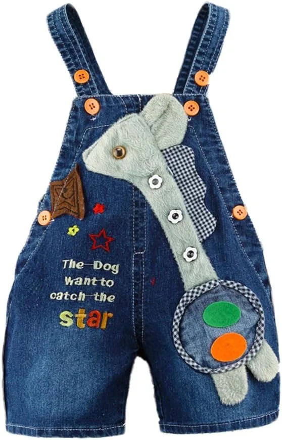 KIDSCOOL SPACE سرهمی جین تابستانی بامزه کودکانه، شلوارک پیشبندی کارتونی سه بعدی حیوانات