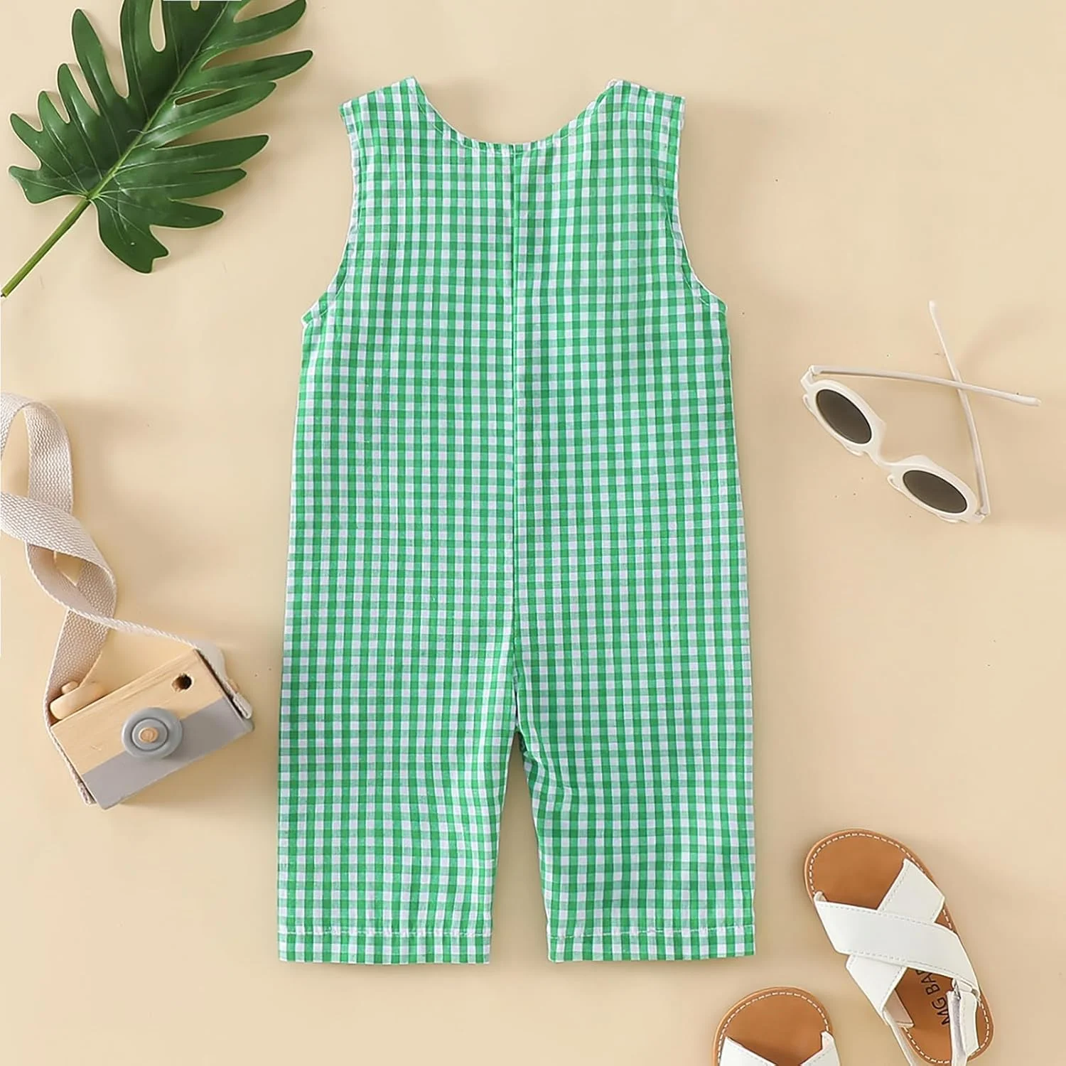 لباس‌های تابستانی نوزاد، رامپر، سرهمی، طرح چهارخانه، شلوارک، لباس‌های یونی‌سکس برای کودکان نوپا