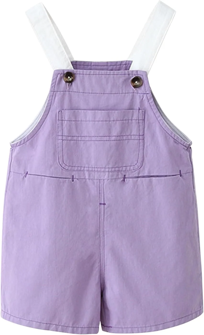 شلوارک پیشبندی بدون آستین برای نوزادان دختر و پسر، سرهمی شلوار آویزدار تابستانی، شلوار کار پنبه ای با جیب