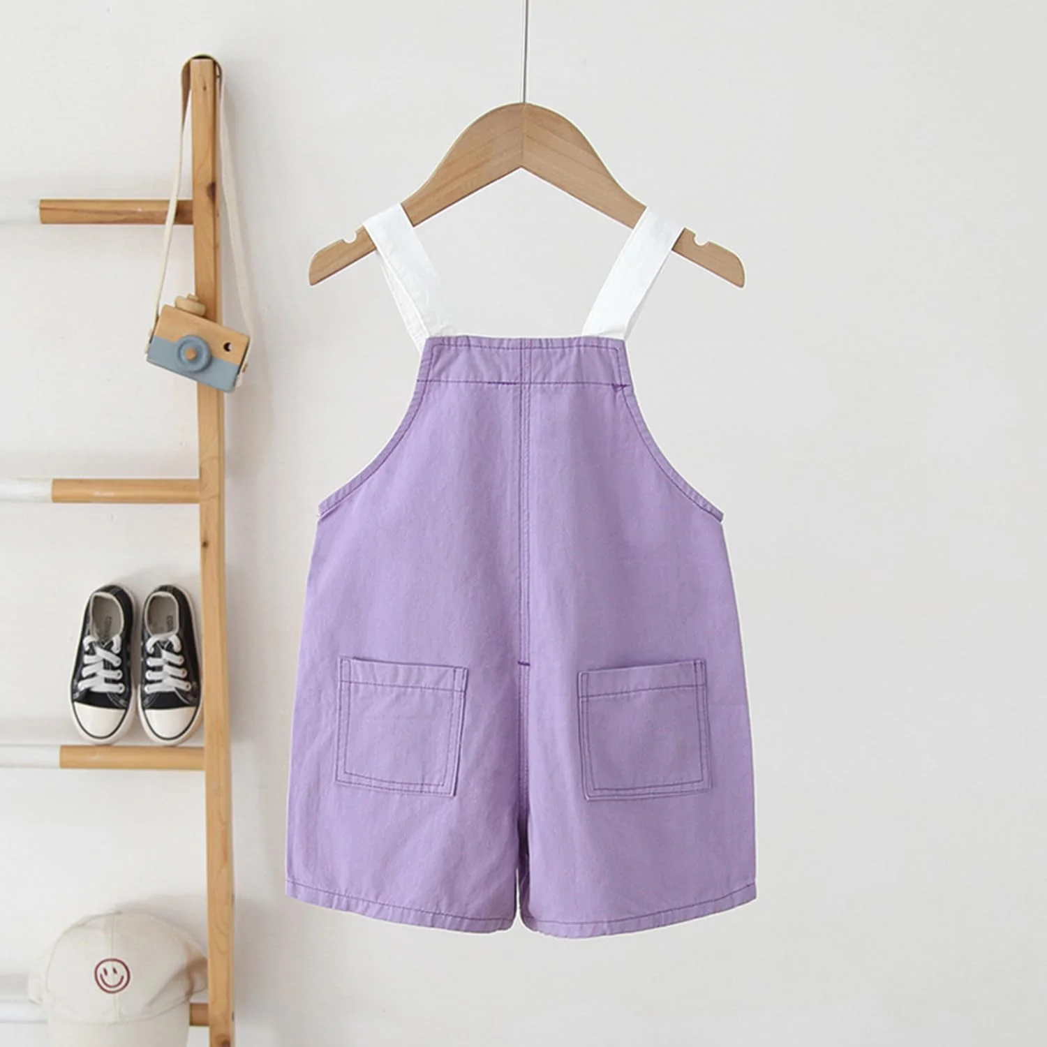شلوارک پیشبندی بدون آستین برای نوزادان دختر و پسر، سرهمی شلوار آویزدار تابستانی، شلوار کار پنبه ای با جیب