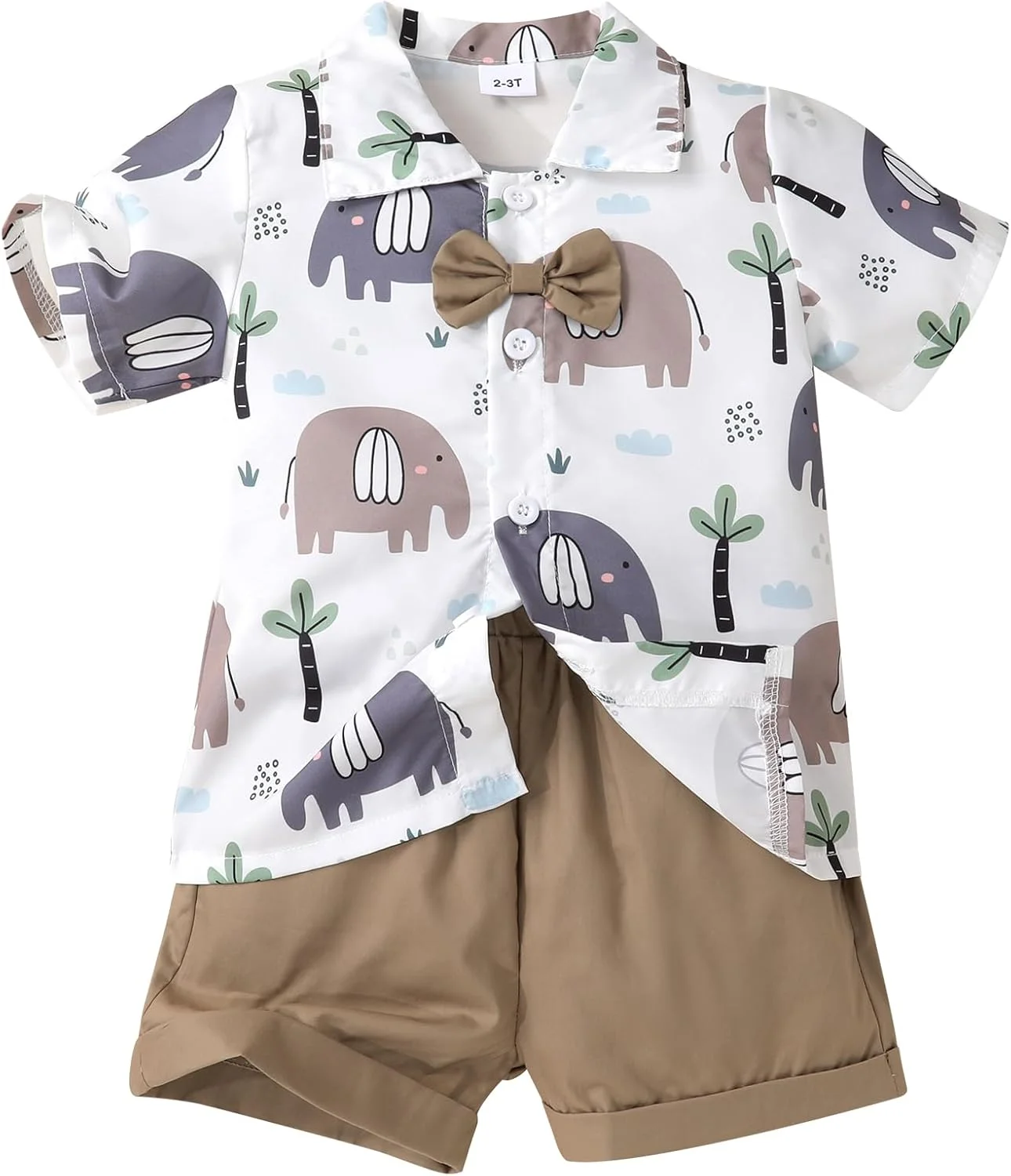 ست لباس تابستانی پسرانه شامل پیراهن آستین کوتاه دکمه دار و شلوارک، مناسب برای کودکان 1 تا 6 سال