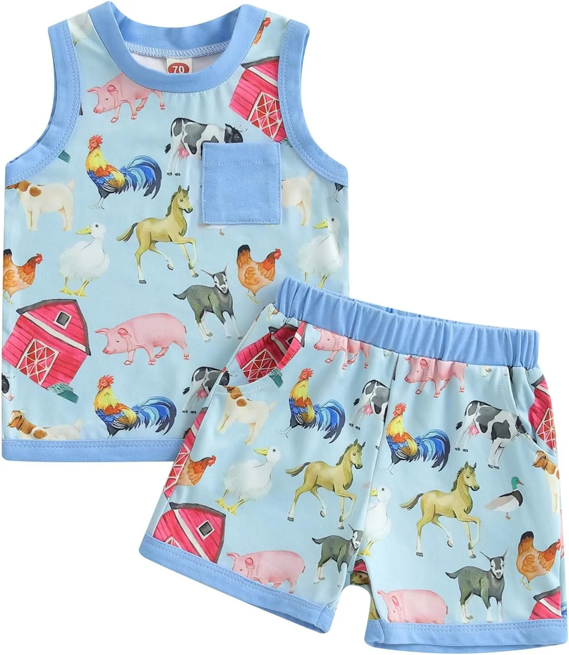 لباس تابستانی پسرانه نوپا Ledy Champswiin، تاپ های نخی طرح دایناسور و حروف + شورت الاستیک خاکستری 2 تکه