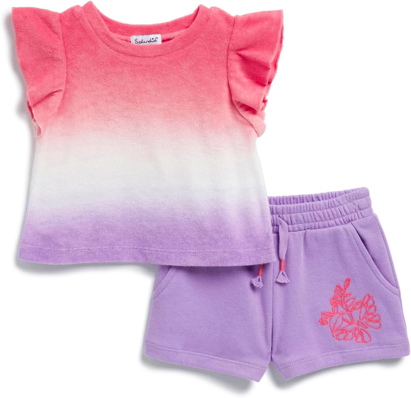 ست تی‌شرت آستین کوتاه و شورت دخترانه با طرح رنگی