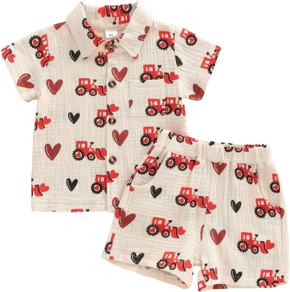 ست لباس تابستانی پسرانه شامل پیراهن آستین کوتاه و شلوارک