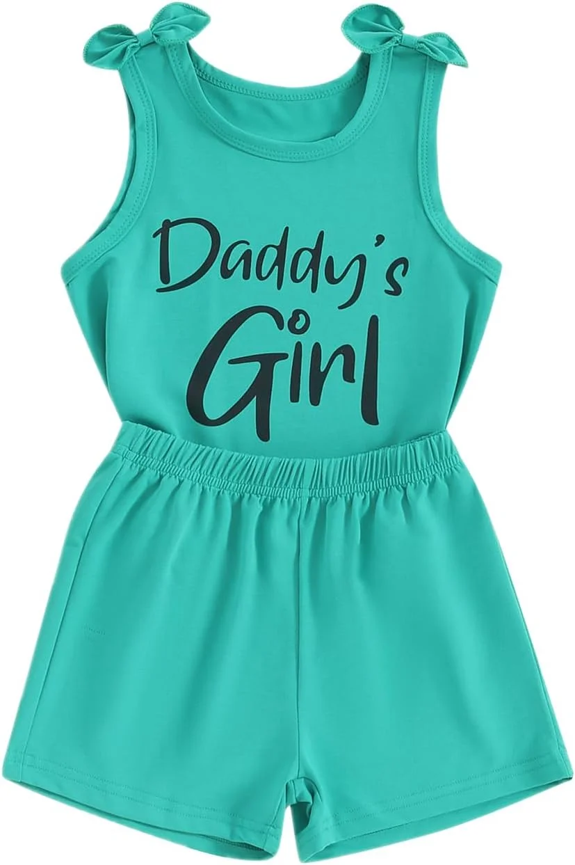لباس تابستانی دخترانه Fernvia، مناسب کودکان و نوزادان، سایزهای 2T 3T 4T 5T 6T 7T، شامل تاپ بدون آستین و شورت، ست 2 تکه