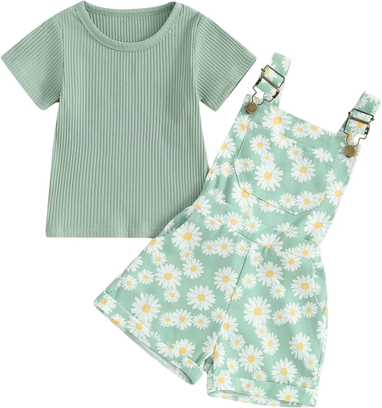 لباس تابستانی دخترانه بچه گانه، تاپ آستین کوتاه راه راه + شورت پیشبندی گلدار، لباس های زیبای بچه گانه لباس تابستانی دخترانه بچه گانه، تاپ آستین کوتاه راه راه + شورت پیشبندی گلدار، لباس های زیبای بچه گانه