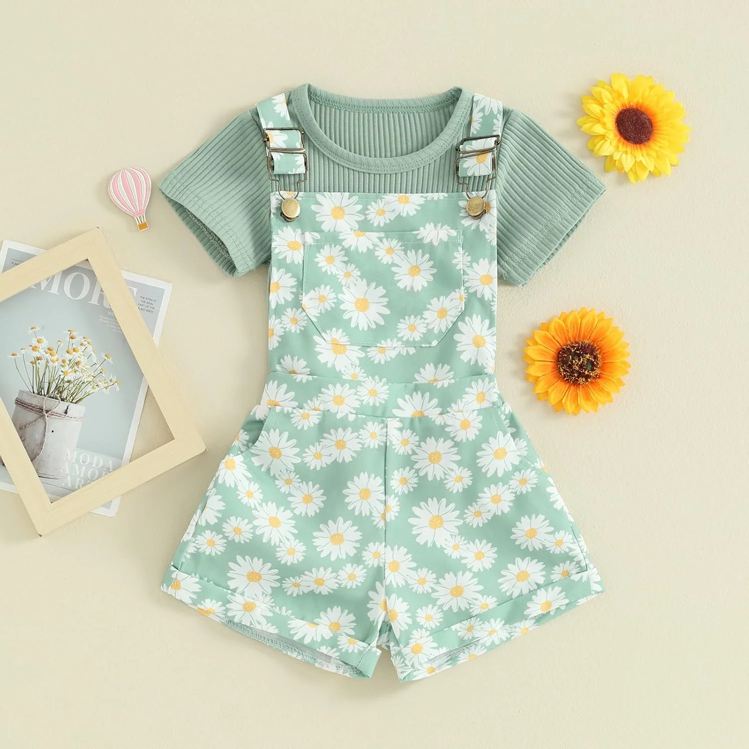 لباس تابستانی دخترانه بچه گانه، تاپ آستین کوتاه راه راه + شورت پیشبندی گلدار، لباس های زیبای بچه گانه لباس تابستانی دخترانه بچه گانه، تاپ آستین کوتاه راه راه + شورت پیشبندی گلدار، لباس های زیبای بچه گانه