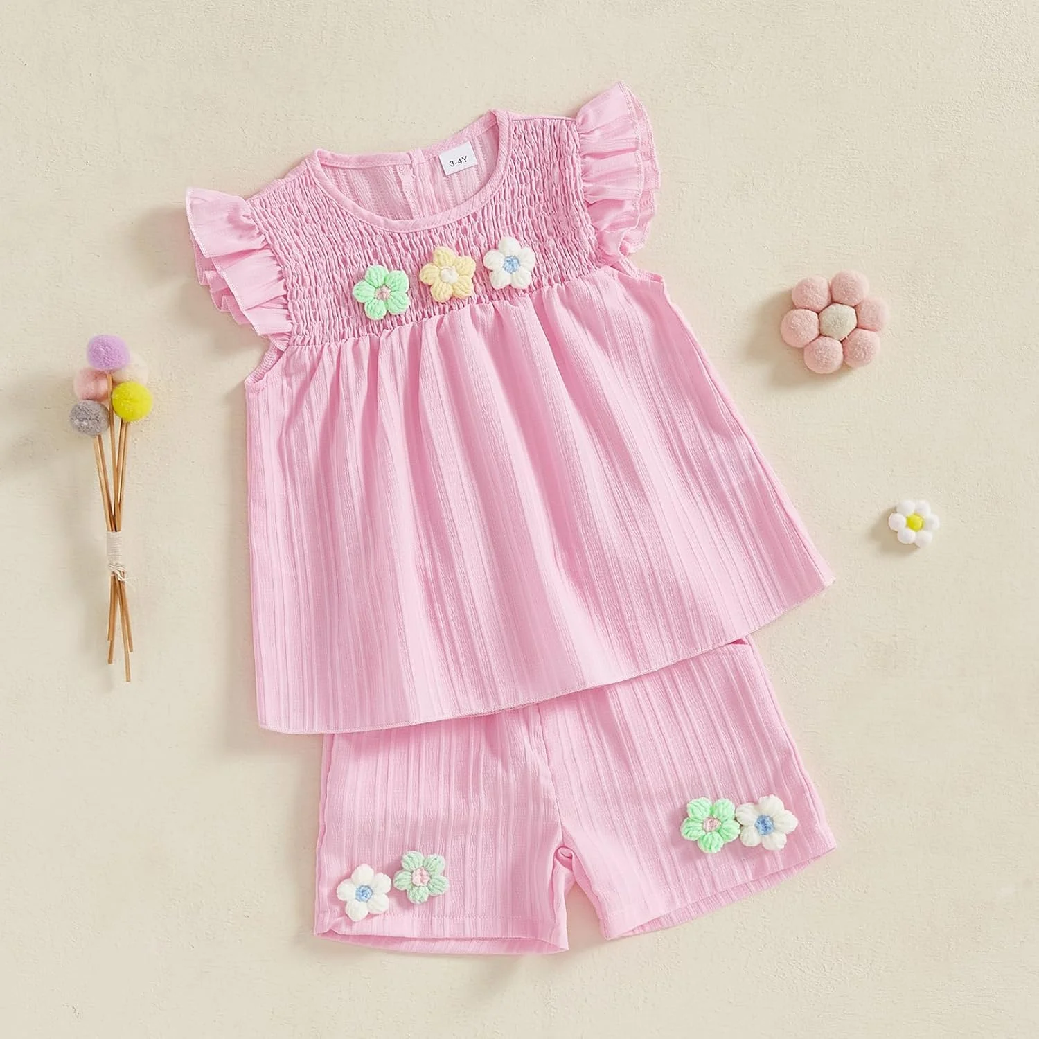 لباس های تابستانی نوزاد دخترانه، ست بلوز آستین کوتاه وافل بهاری و شورت زیبا با طرح گل لباس های تابستانی نوزاد دخترانه، ست بلوز آستین کوتاه وافل بهاری و شورت زیبا با طرح گل