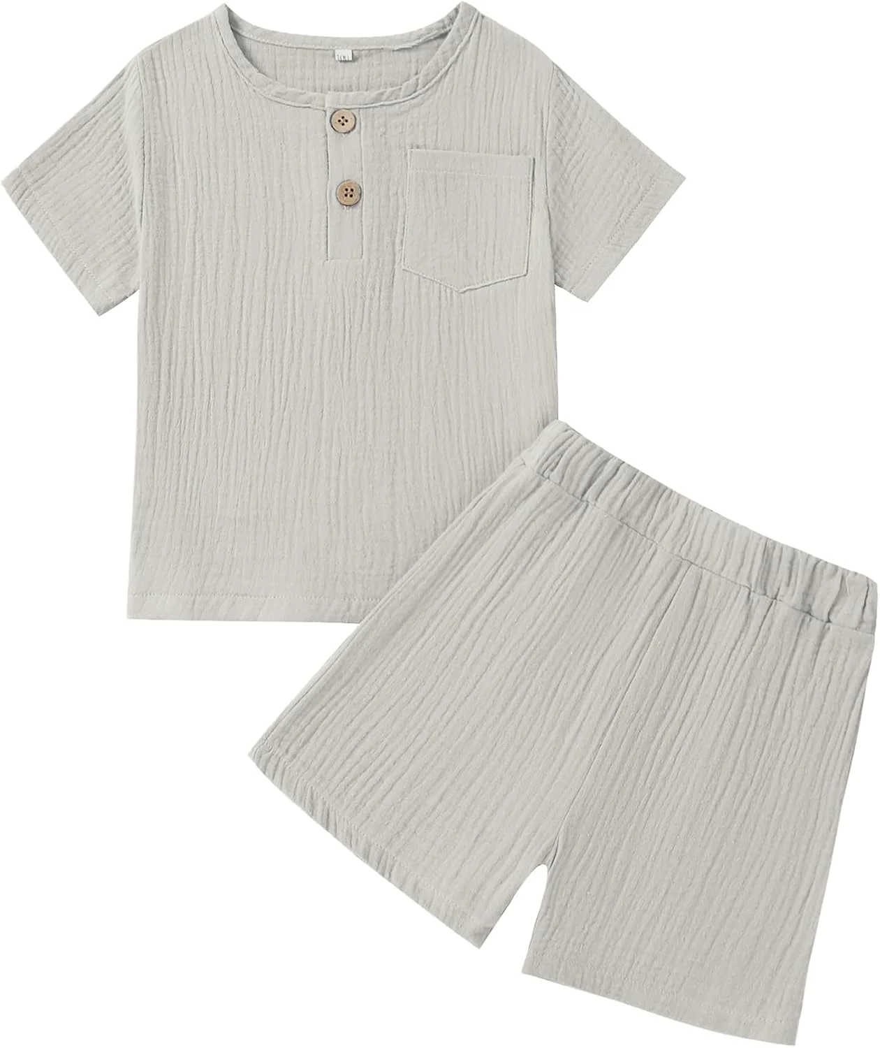 ست لباس پسرانه بچه گانه شامل پیراهن آستین کوتاه دکمه دار و شلوارک