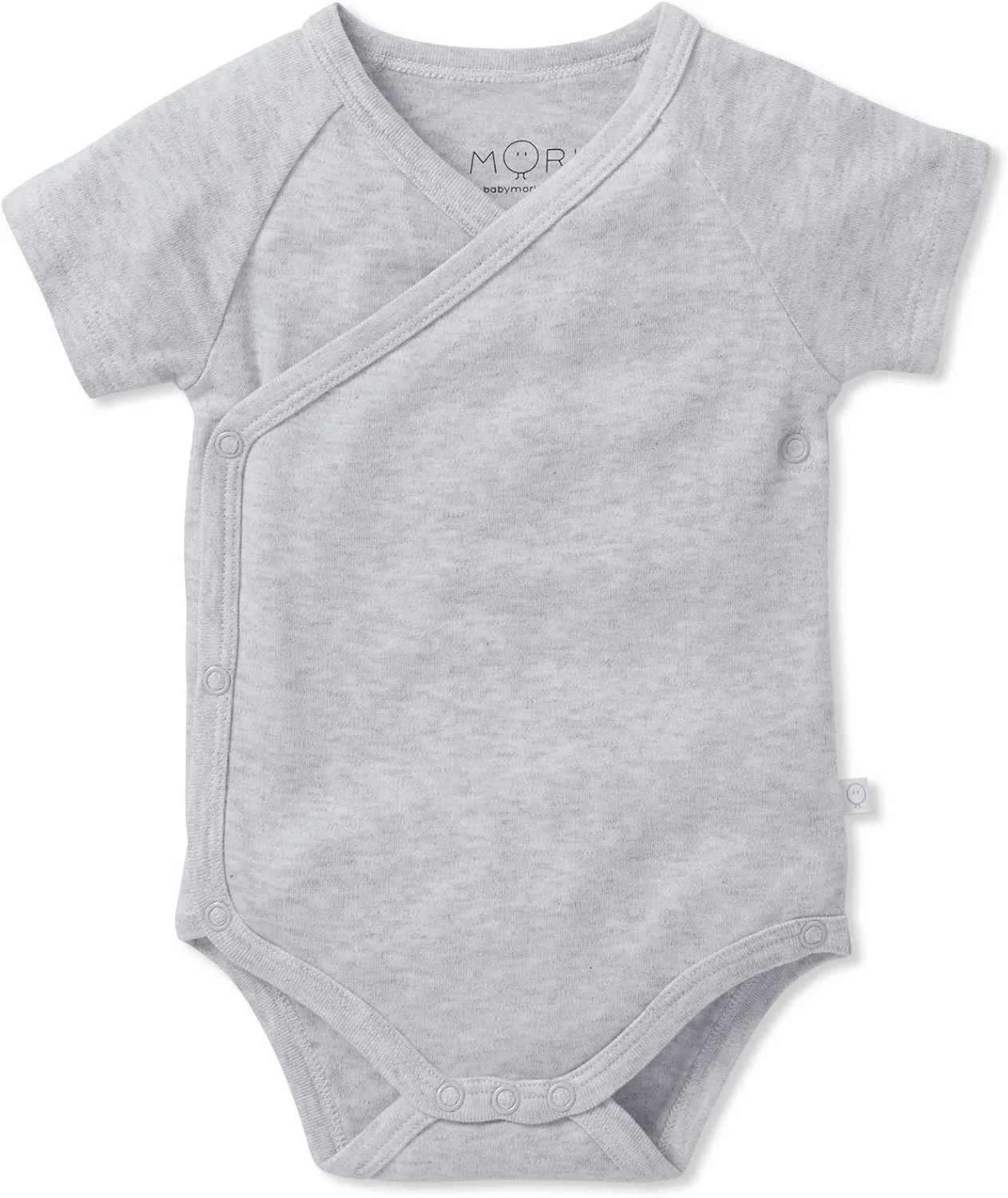 بادی آستین کوتاه کیمونویی نوزادی MORI - پنبه ارگانیک، تنفس پذیر، مناسب دختر و پسر، مدل قنداقی با دکمه های بدون نیکل