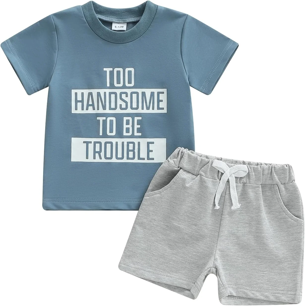 ست لباس تابستانی پسرانه Fernvia برای کودکان نوپا، سایزهای ۱T ۲T ۳T ۴T ۵T، شامل تیشرت آستین کوتاه با طرح حروف و شلوارک کشی