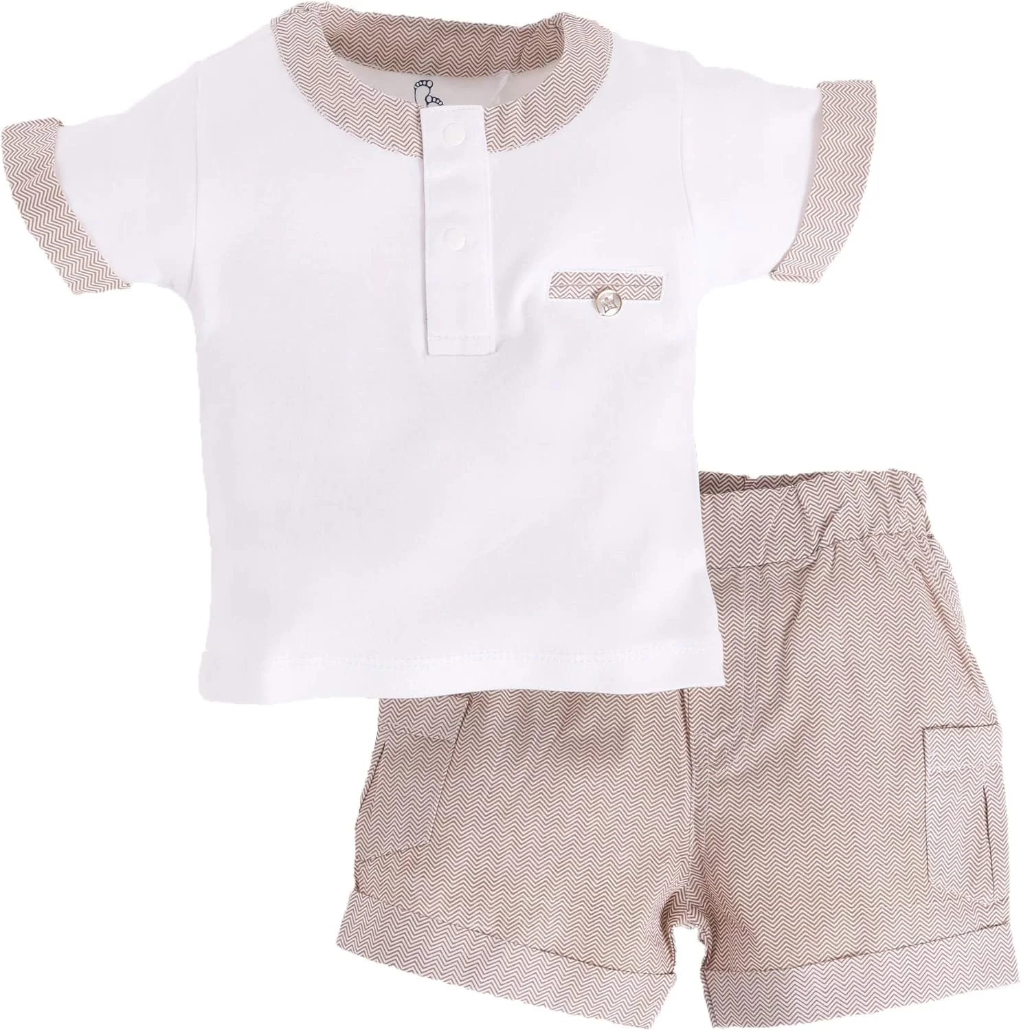 ست تی‌شرت و شلوارک نخی ۱۰۰٪ خالص پسرانه Baby Go