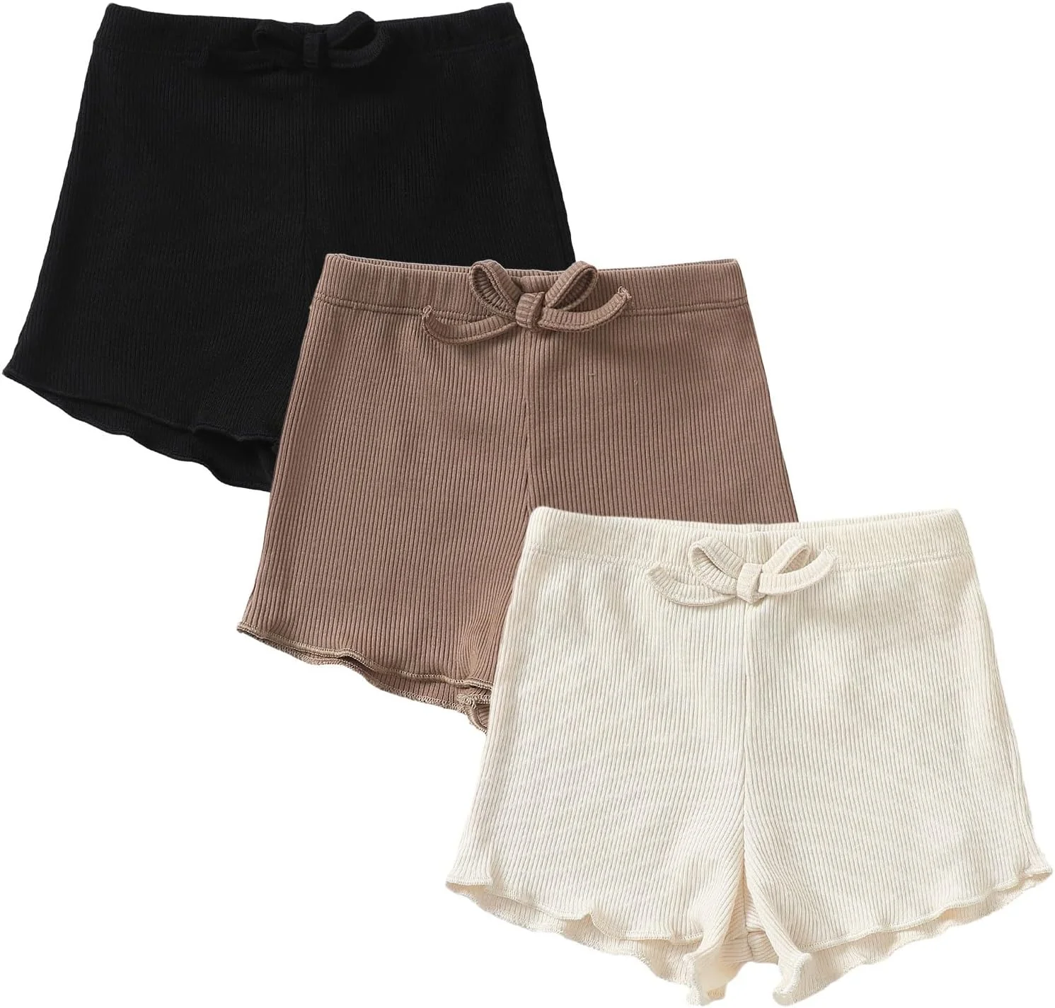 شورت نوزاد دخترانه SOBOWO کبریتی 3 عددی، شورت های نرم و کشی کمر الاستیک مناسب بازی های غیر رسمی تابستانی