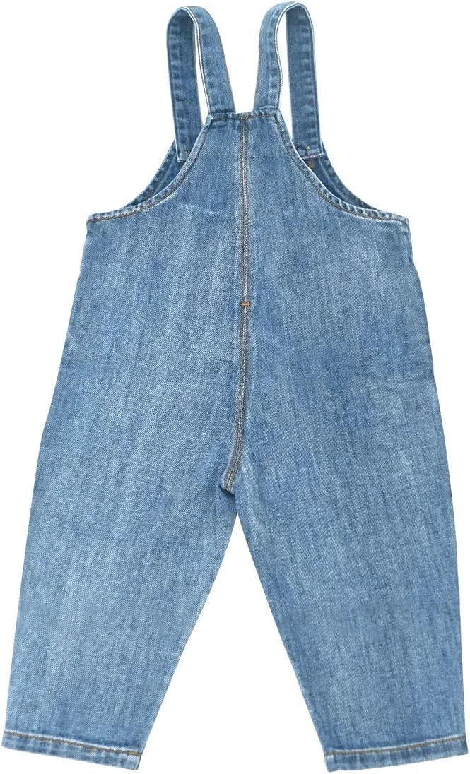 سرهمی جین پیش‌بندی نوزادی دخترانه پسرانه، شلوار جین نازک تابستانی 0-4 سال