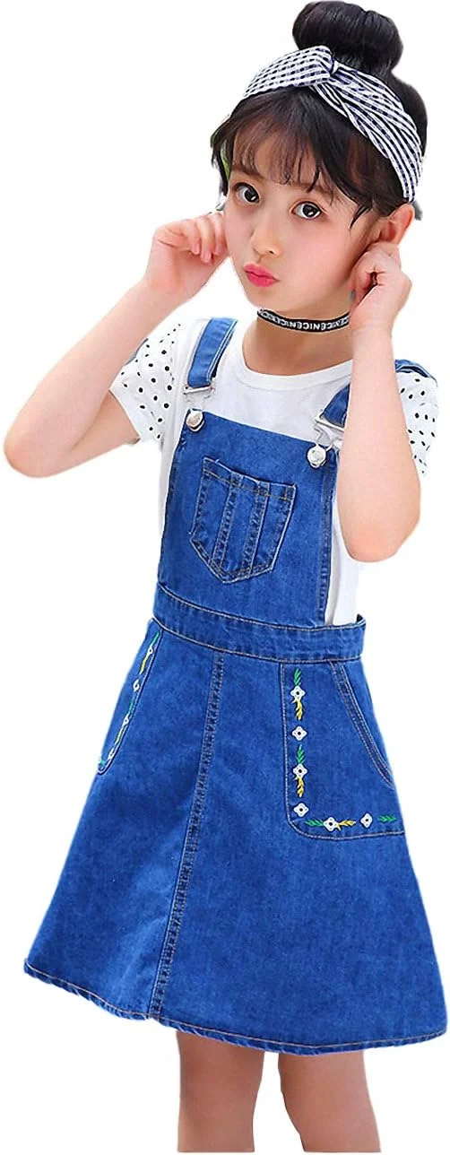 Kidscool پیراهن پیشبندی دخترانه با طرح گل‌های کوچک، مناسب فصل تابستان