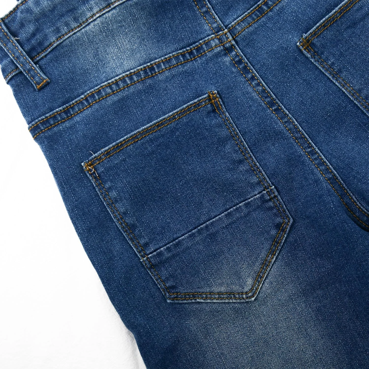 KIDSCOOL SPACE سرهمی جین دخترانه، پیشبند دار، شلوار جین کشی شسته شده