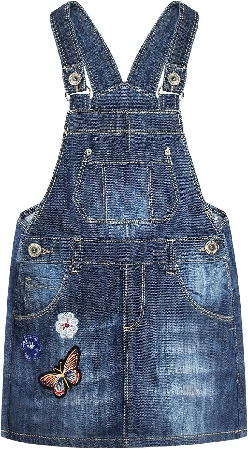 لباس جین توری گلدوزی شده گل روباه دخترانه نوپا KIDSCOOL SPACE