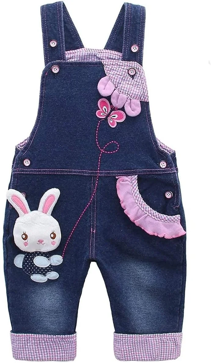 پیشبند شلوار جین نرم و غیر رسمی خرگوشی بچگانه Kidscool برای نوزادان و دختران کوچک