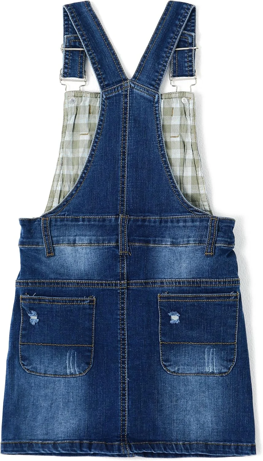 دامن دخترانه بچه گانه KIDSCOOL SPACE، لباس سرهمی تابستانی دخترانه جین نرم و کشسان پاره