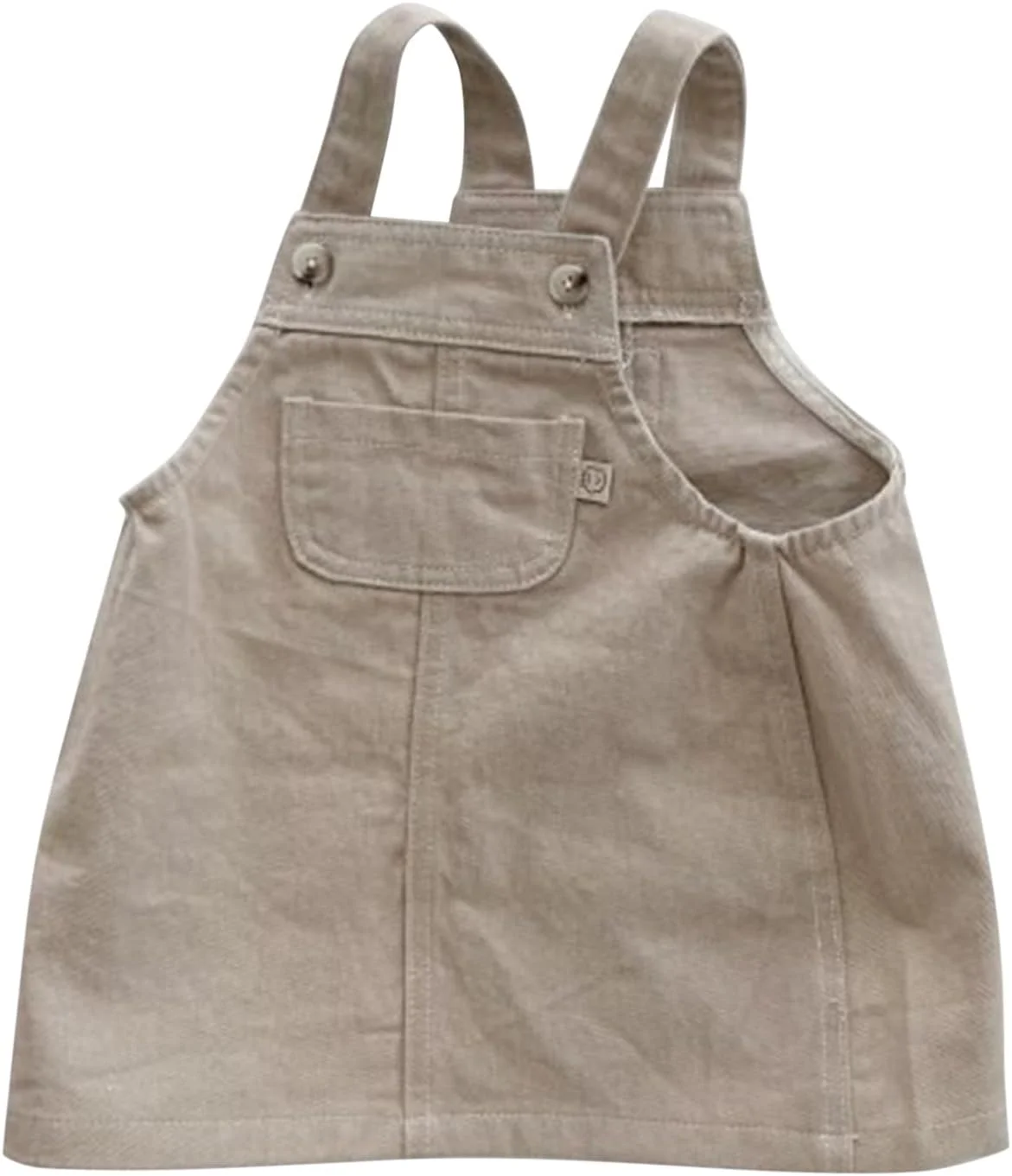 پیراهن سرهمی جین دخترانه بچگانه بدون آستین با بند و جیب، دامن دنیم نرم و راحت پرنسسی