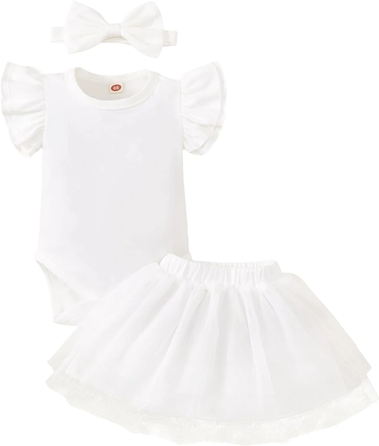 لباس نوزادی یک رنگ با پاپیون، لباس دخترانه بچه گانه آستین چین دار، لباس یکسره نوزاد، ست دامن توتو