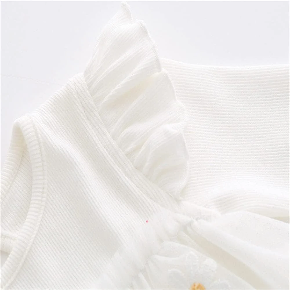 ست لباس دخترانه بچه گانه، آستین بلند، طرح گل بابونه، دامن توتو توری، رامپر یک تکه، لباس پاییزی ست لباس دخترانه بچه گانه، آستین بلند، طرح گل بابونه، دامن توتو توری، رامپر یک تکه، لباس پاییزی