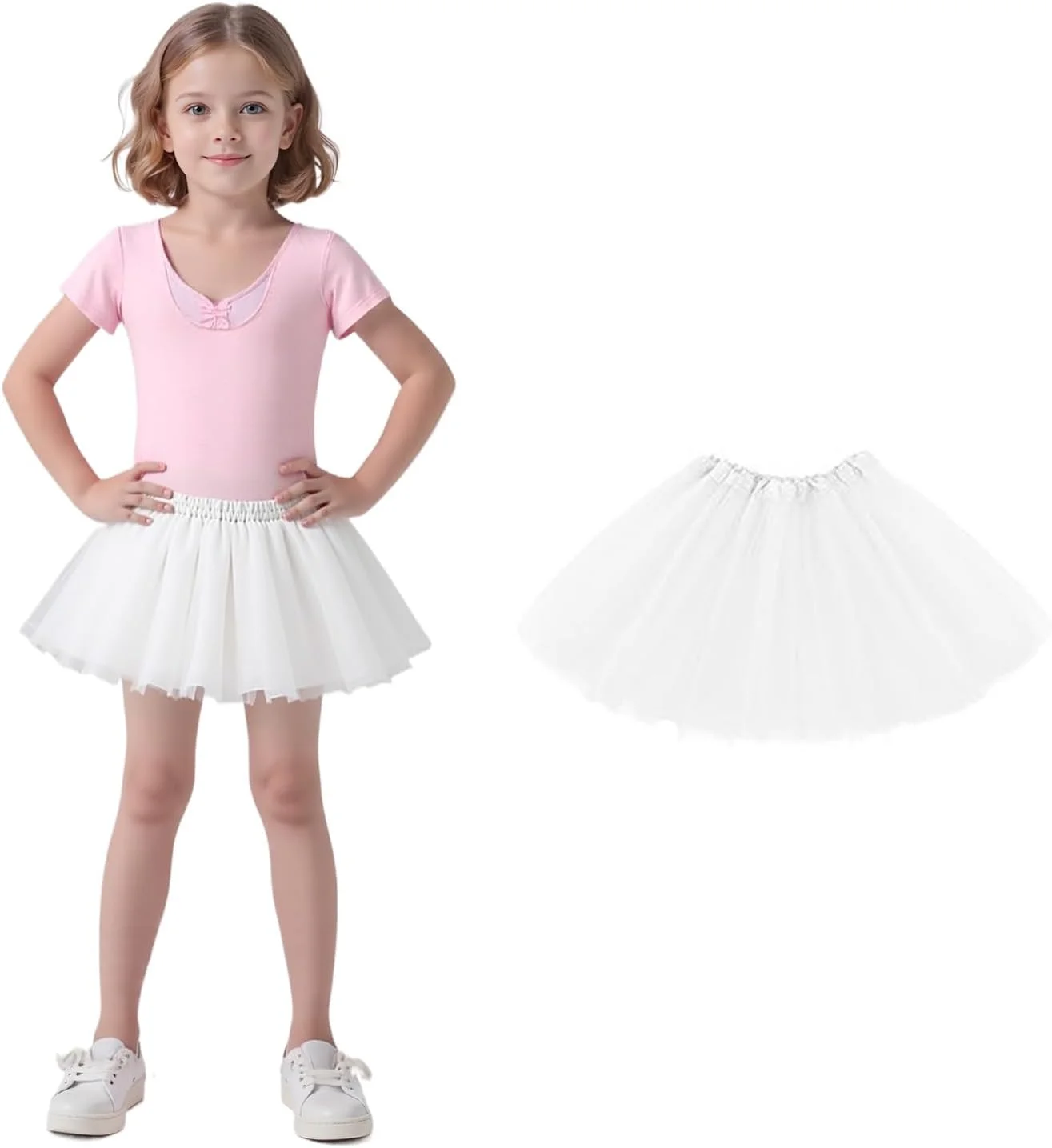 دامن توتو پرنسسی سه لایه Jaffiust برای دختران، دامن باله توری پف دار برای کودکان نوپا، لباس مهمانی تولد سفید، 2-8 سال